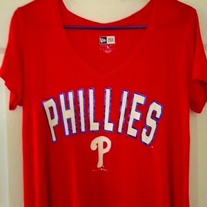 Women's Phillies t-shirt by New era size medium, V neck